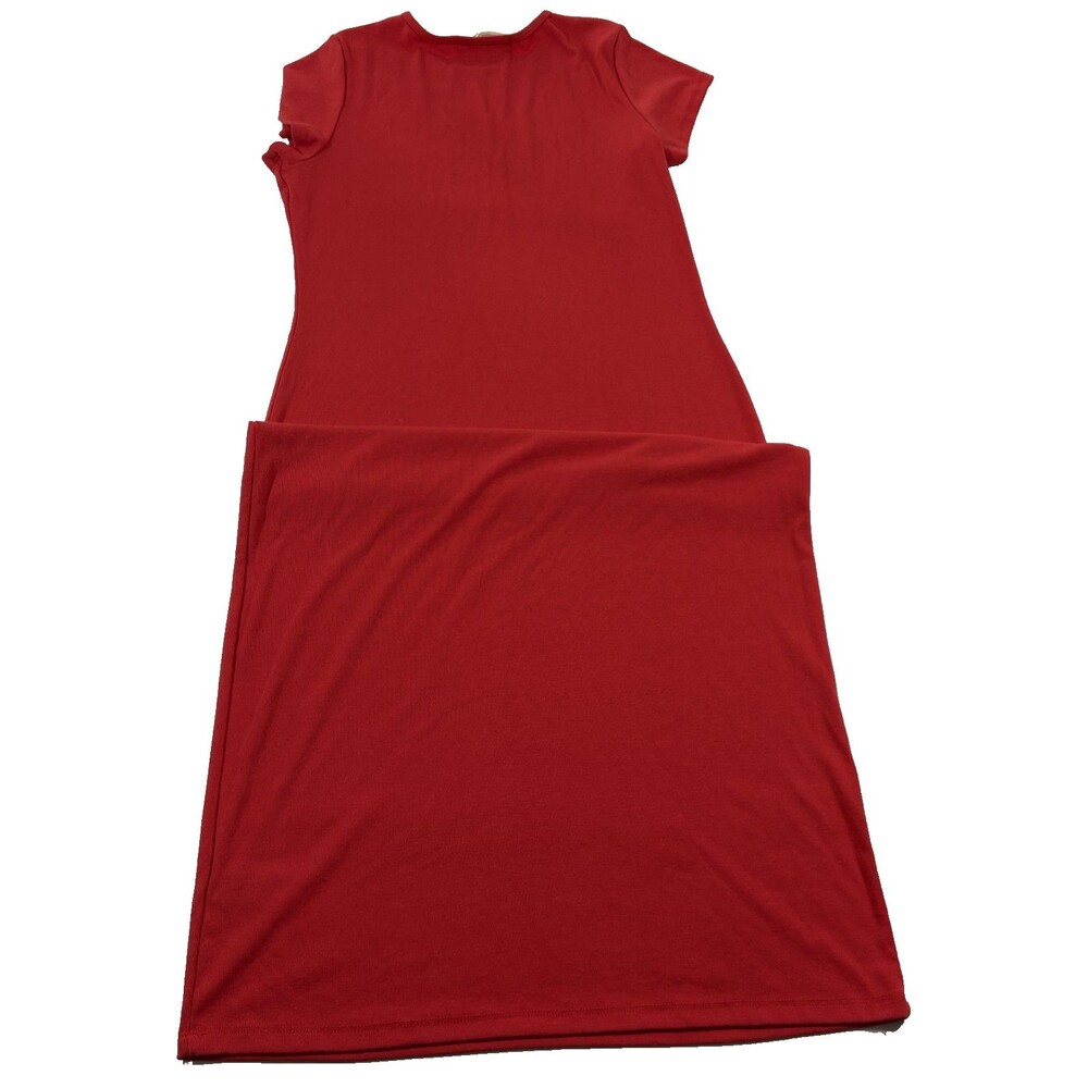 FREE PEOPLE Beach Hot Orange Good Feels Slim Midi Pullover Dress Cap Sleeve XL - Picture 9 of 12